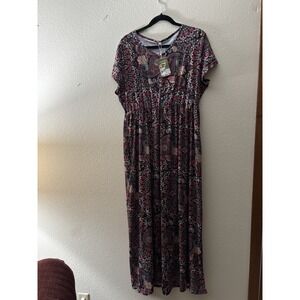 Cute duck Size 2XL 3/4 Sleeve‎ Long Multicolored Long Dress(A548)